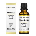 California Gold Nutrition D3 vitamiini tilgad 2000IU 30ml 180 doosi